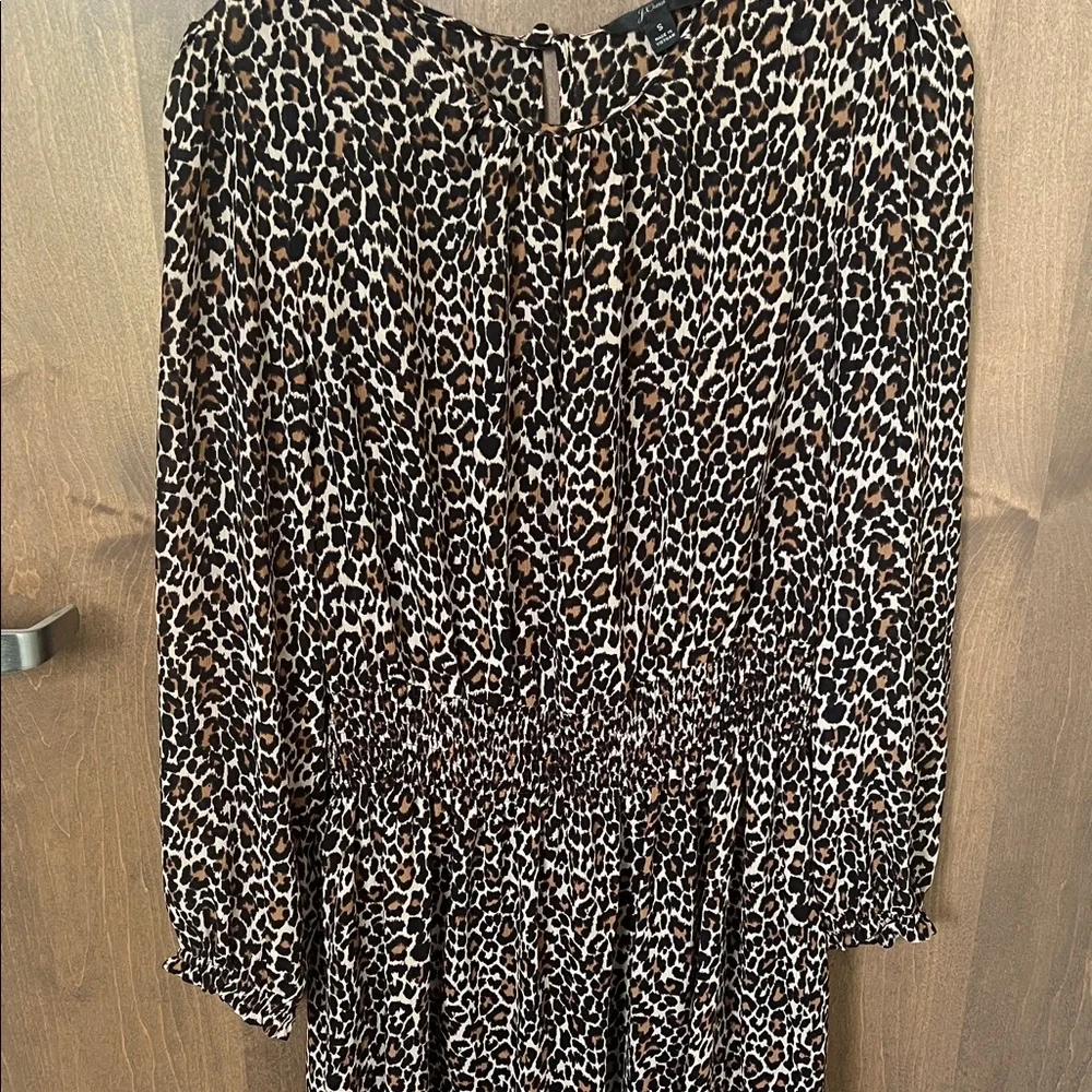 🐆 J.Crew Leopard Print Tiered Dress – Size Small 🖤 - Picture 7 of 11
